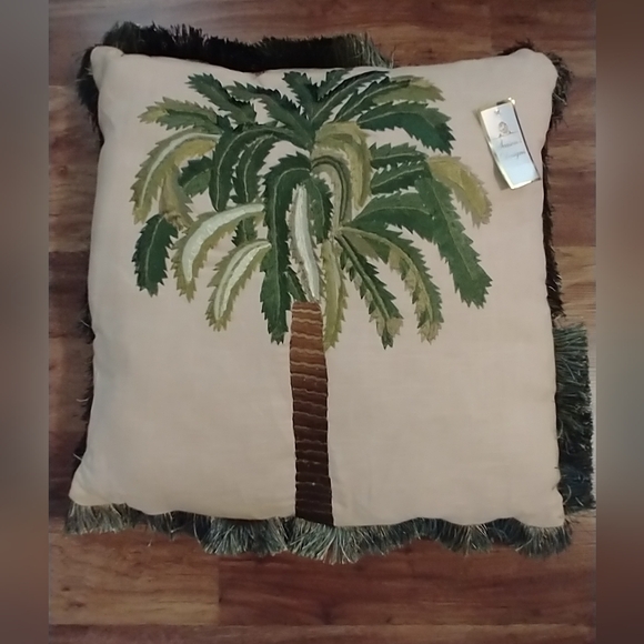 NWT Silk embroidered on linen/Cotton Fringe trim pillows - Picture 4 of 12